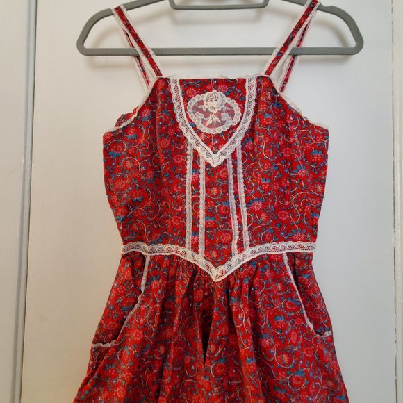 VTG Candi Jones CA Dress Paisley Floral Prairie Lace Dress Women EUC - Picture 2 of 6